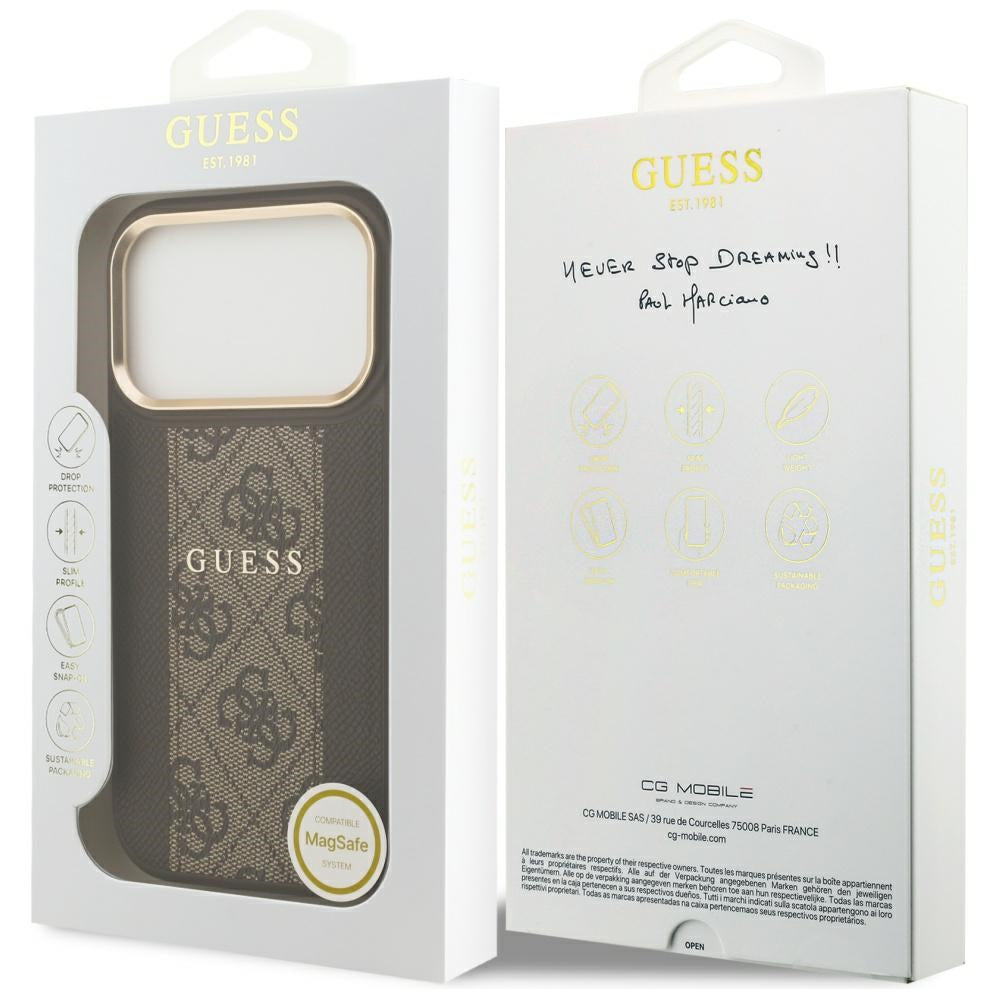 Guess 4G Stripe MagSafe case for iPhone 17 Pro - brown
