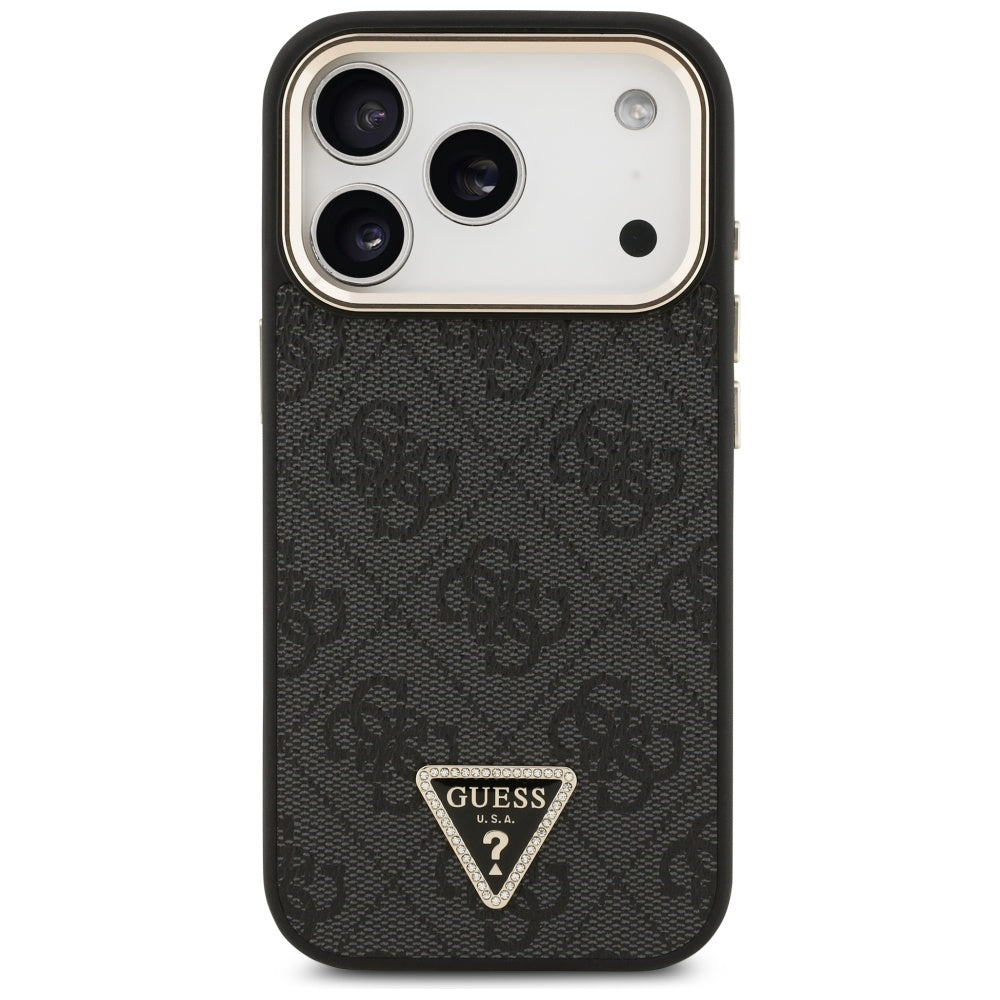 Guess 4G Triangle Logo MagSafe Case for iPhone 17 Pro - Black and Gold