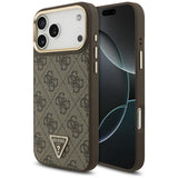 Guess 4G Triangle Logo MagSafe Case for iPhone 17 Pro Max - Brown & Gold