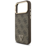 Guess 4G Triangle Logo MagSafe Case for iPhone 17 Pro Max - Brown & Gold