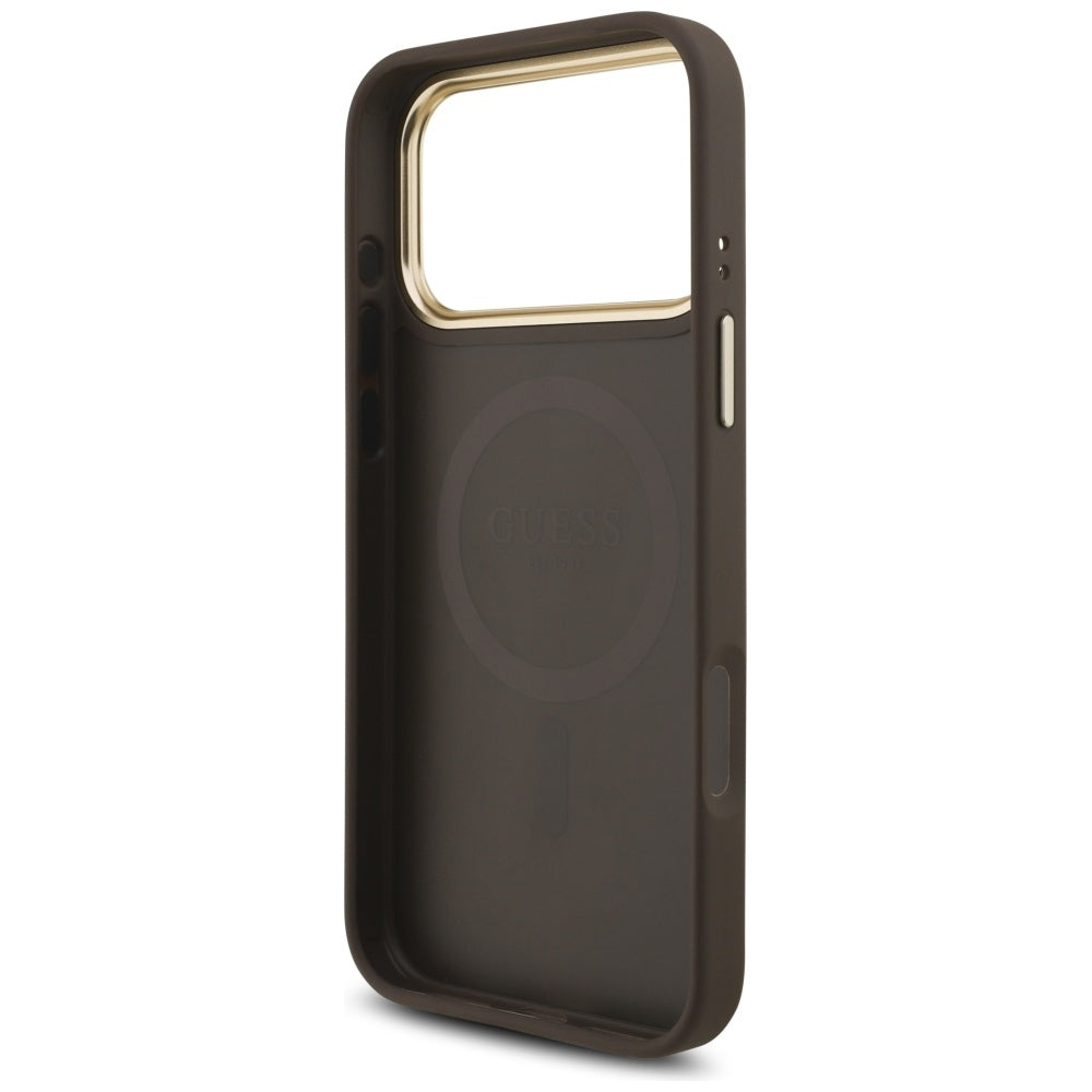 Guess 4G Triangle Logo MagSafe Case for iPhone 17 Pro Max - Brown & Gold