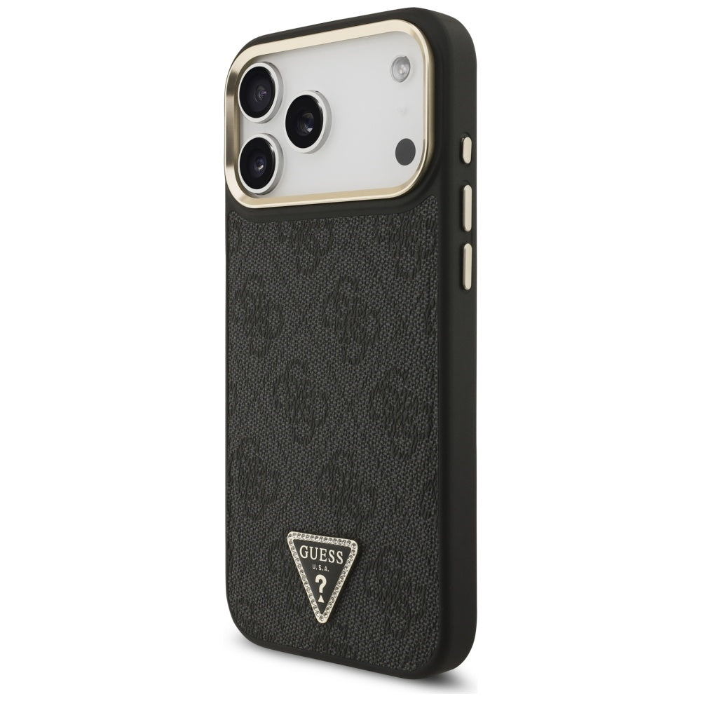 Guess 4G Triangle Logo MagSafe Case for iPhone 17 Pro Max - Black and Gold