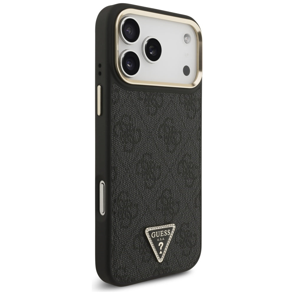 Guess 4G Triangle Logo MagSafe Case for iPhone 17 Pro Max - Black and Gold