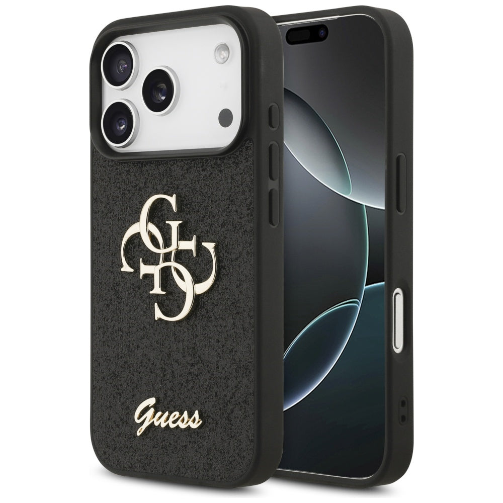 Guess Fixed Glitter Big 4G case til iPhone 17 Pro - sort
