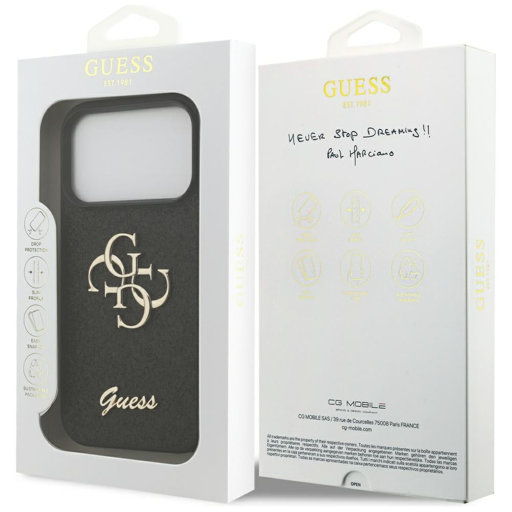Guess Fixed Glitter Big 4G case til iPhone 17 Pro - sort