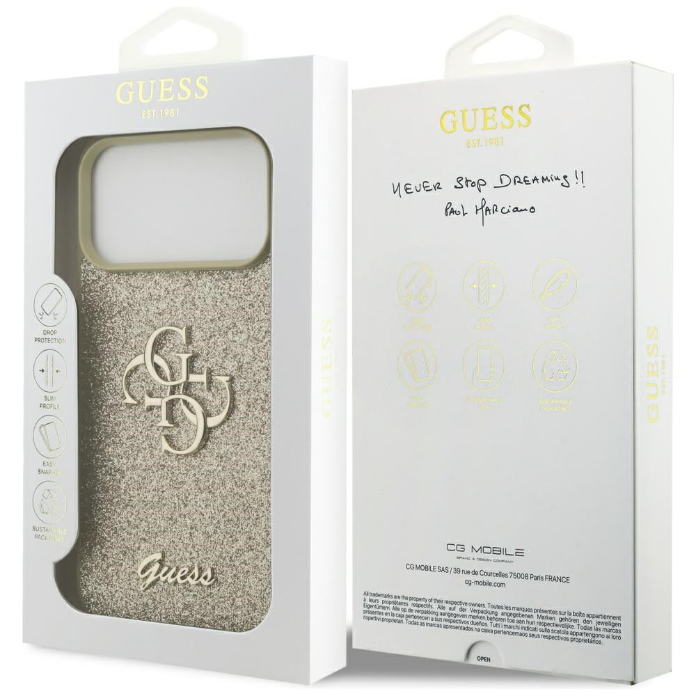 Guess Fixed Glitter Big 4G case for iPhone 17 Pro Max - gold