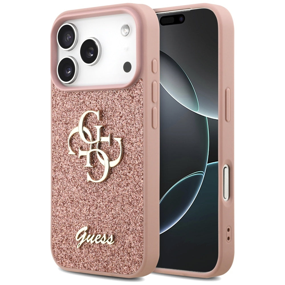 Guess Fixed Glitter Big 4G Case for iPhone 17 Pro - Pink