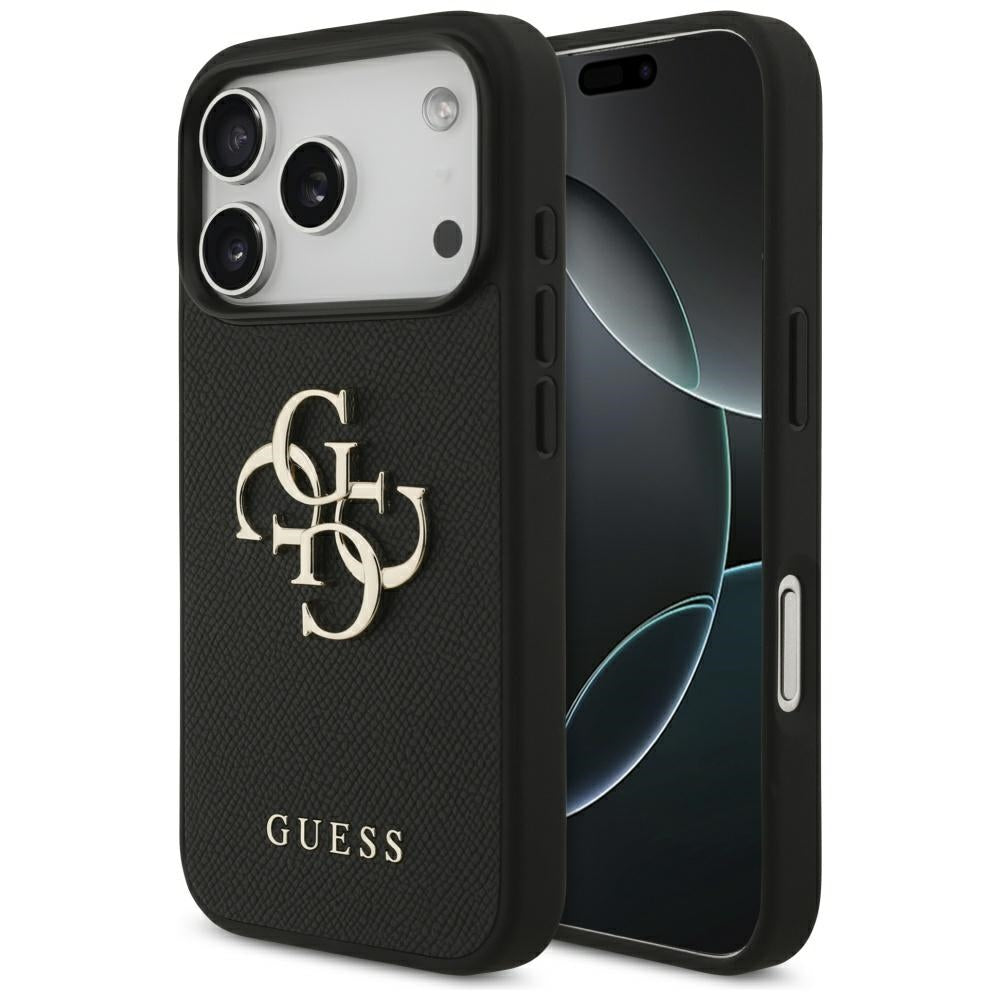 Guess Grained Big 4G & Classic Logo case for iPhone 17 Pro - black