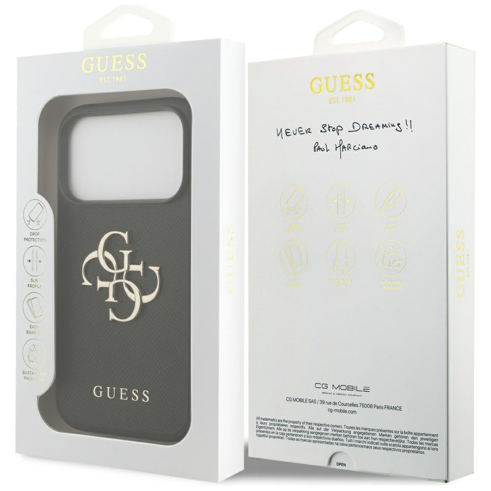 Guess Grained Big 4G & Classic Logo case for iPhone 17 Pro - black