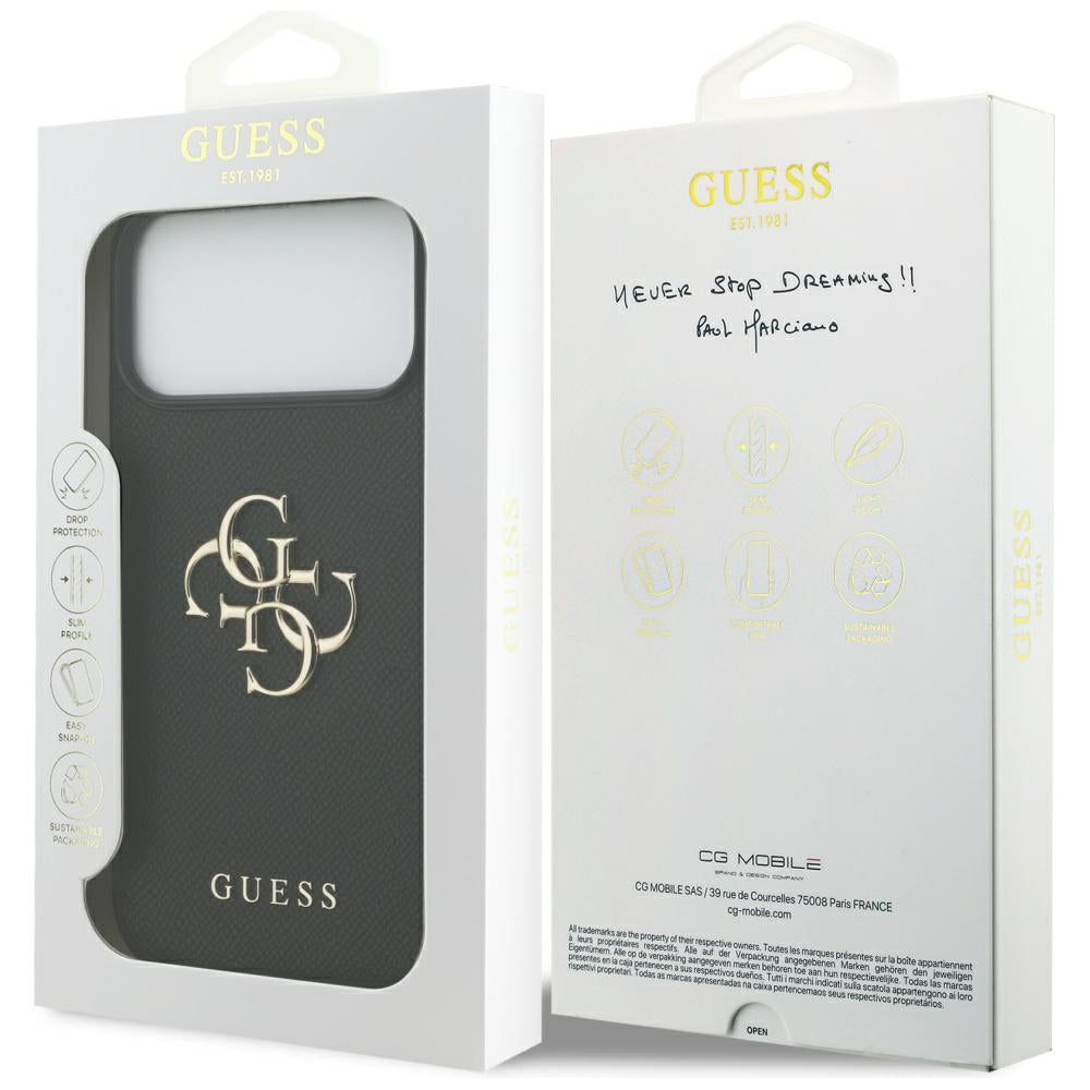 Guess Grained Big 4G & Classic Logo case for iPhone 17 Pro Max - black