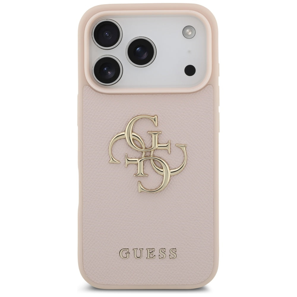 Guess Grained Big 4G & Classic Logo iPhone 17 Pro Case - Pink