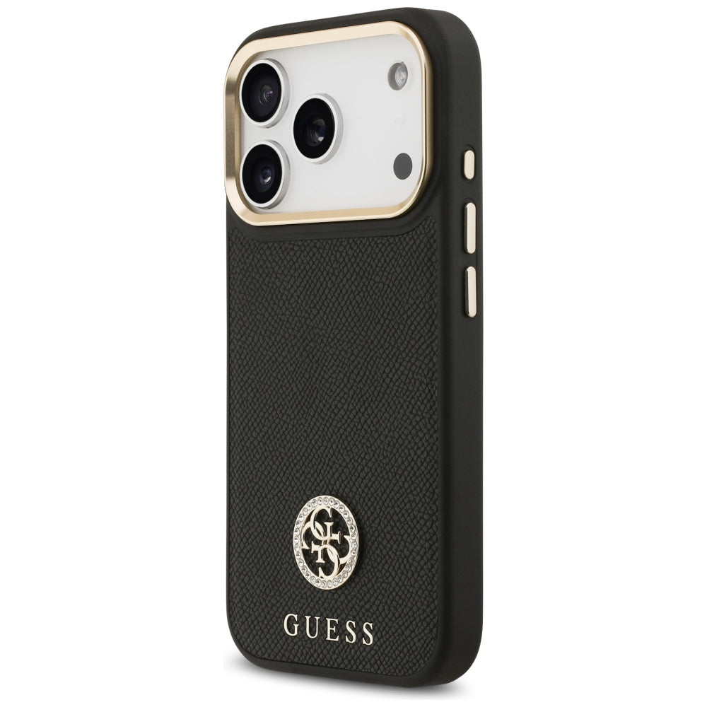 Guess Grained Strass Logo MagSafe-hylster til iPhone 17 Pro - sort