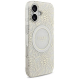 Guess IML Flowers Electro Pearl Strap MagSafe case til iPhone 17 - hvid