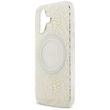 Guess IML Flowers Electro Pearl Strap MagSafe case til iPhone 17 - hvid