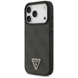 Guess Leather 4G Triangle Strass MagSafe Case for iPhone 17 Pro - Black