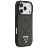 Guess Leather 4G Triangle Strass MagSafe Case for iPhone 17 Pro - Black