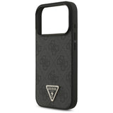 Guess Leather 4G Triangle Strass MagSafe Case for iPhone 17 Pro - Black