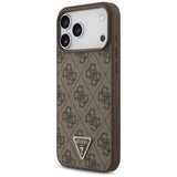 Guess Leather 4G Triangle Strass MagSafe Case for iPhone 17 Pro Max - Brown