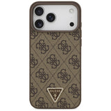Guess Leather 4G Triangle Strass MagSafe Case for iPhone 17 Pro Max - Brown