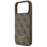 Guess Leather 4G Triangle Strass MagSafe Case for iPhone 17 Pro Max - Brown