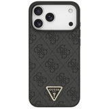 Guess Leather 4G Triangle Strass MagSafe Case for iPhone 17 Pro Max - Black