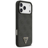 Guess Leather 4G Triangle Strass MagSafe Case for iPhone 17 Pro Max - Black