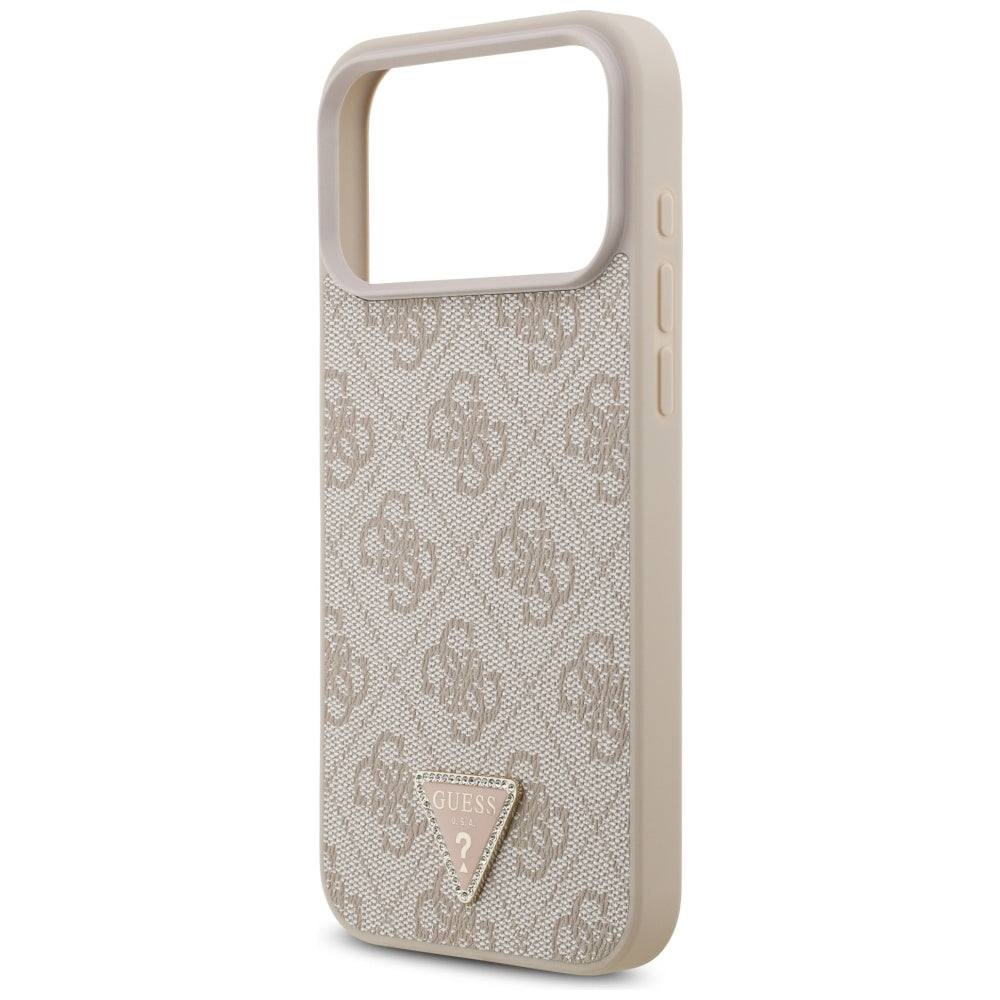 Guess Leather 4G Triangle Strass MagSafe Case for iPhone 17 Pro Max - Pink