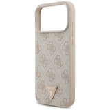 Guess Leather 4G Triangle Strass MagSafe Case for iPhone 17 Pro Max - Pink