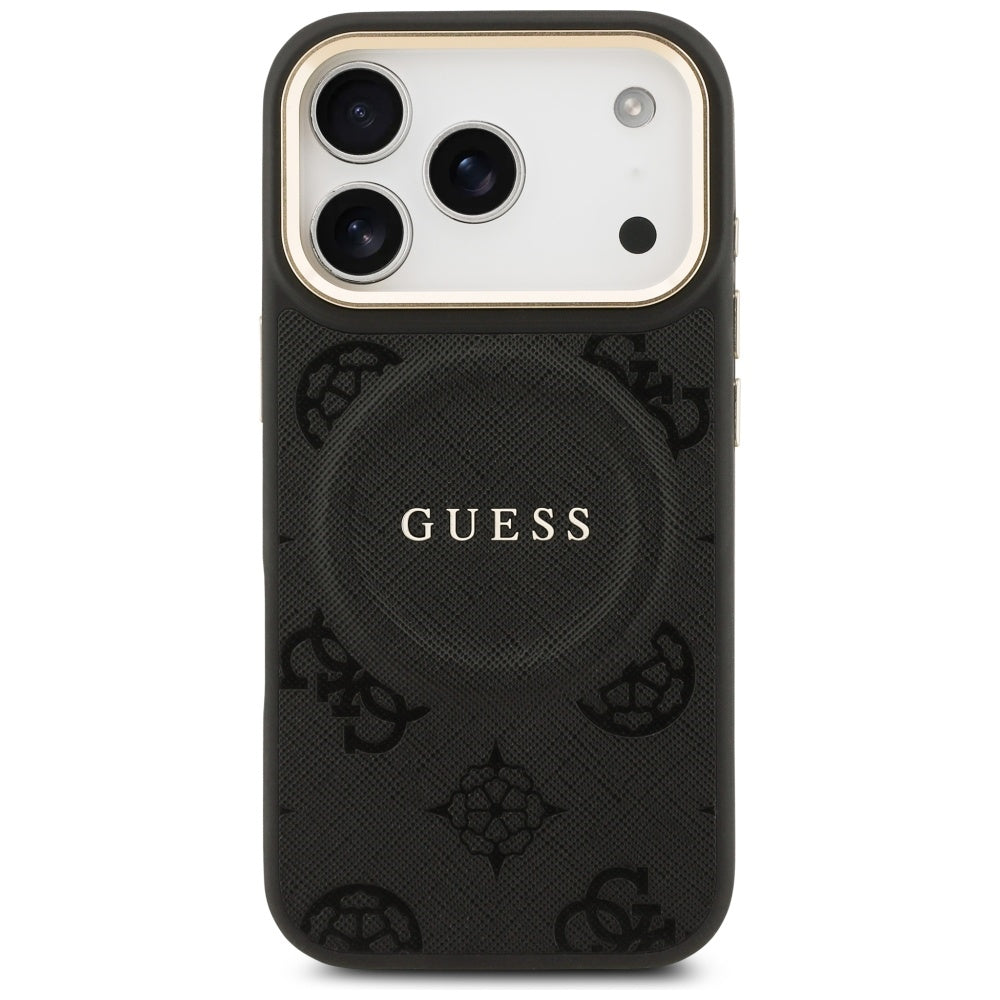 Guess Peony Hot Stamp MagSafe Case for iPhone 17 Pro - Black