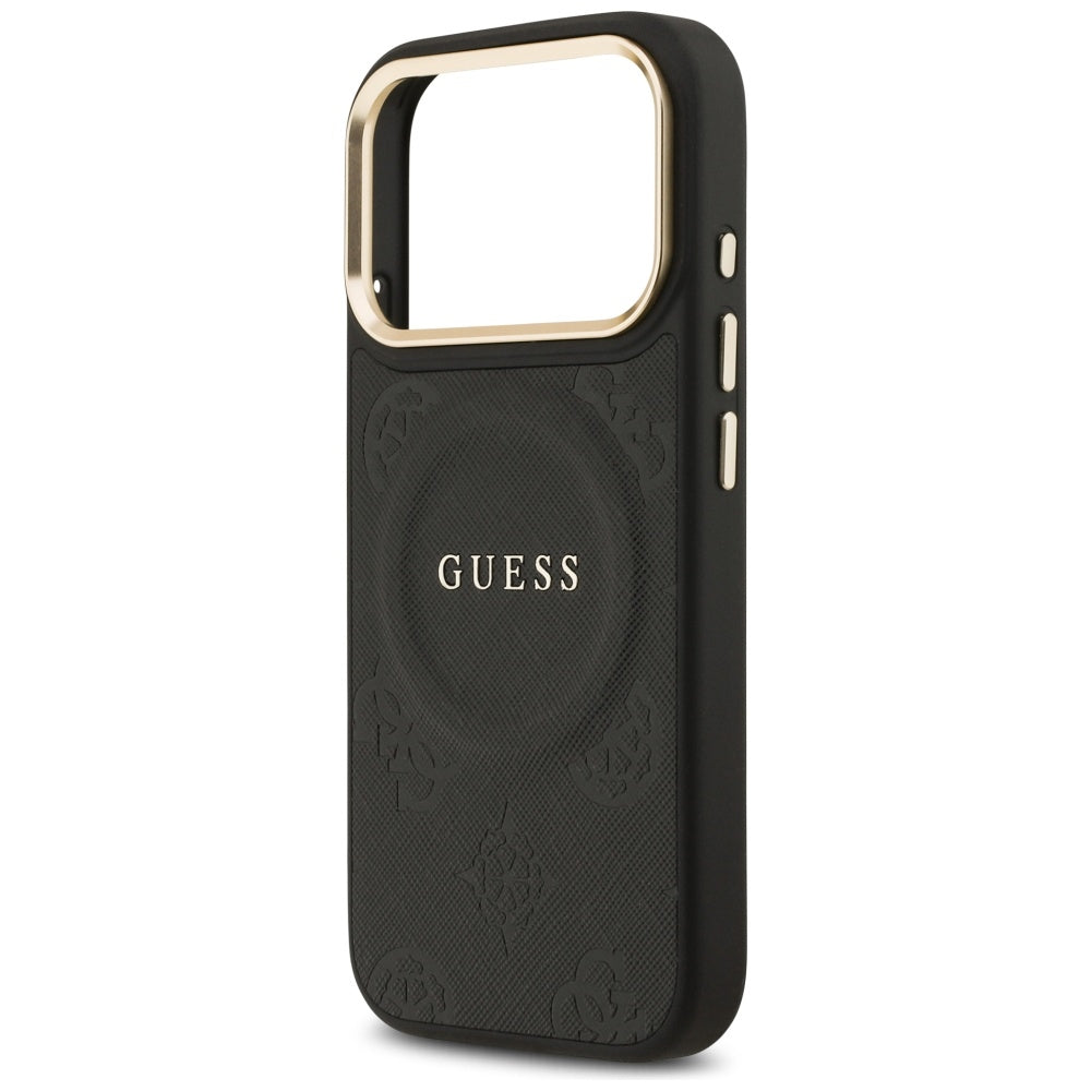 Guess Peony Hot Stamp MagSafe Case for iPhone 17 Pro - Black