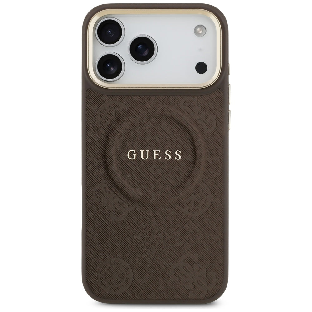 Guess Peony Hot Stamp MagSafe Case for iPhone 17 Pro Max - Brown
