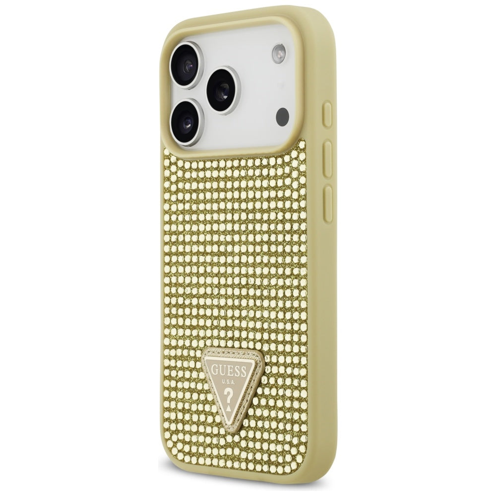 Guess Rhinestone Triangle Logo iPhone 17 Pro Case - Gold
