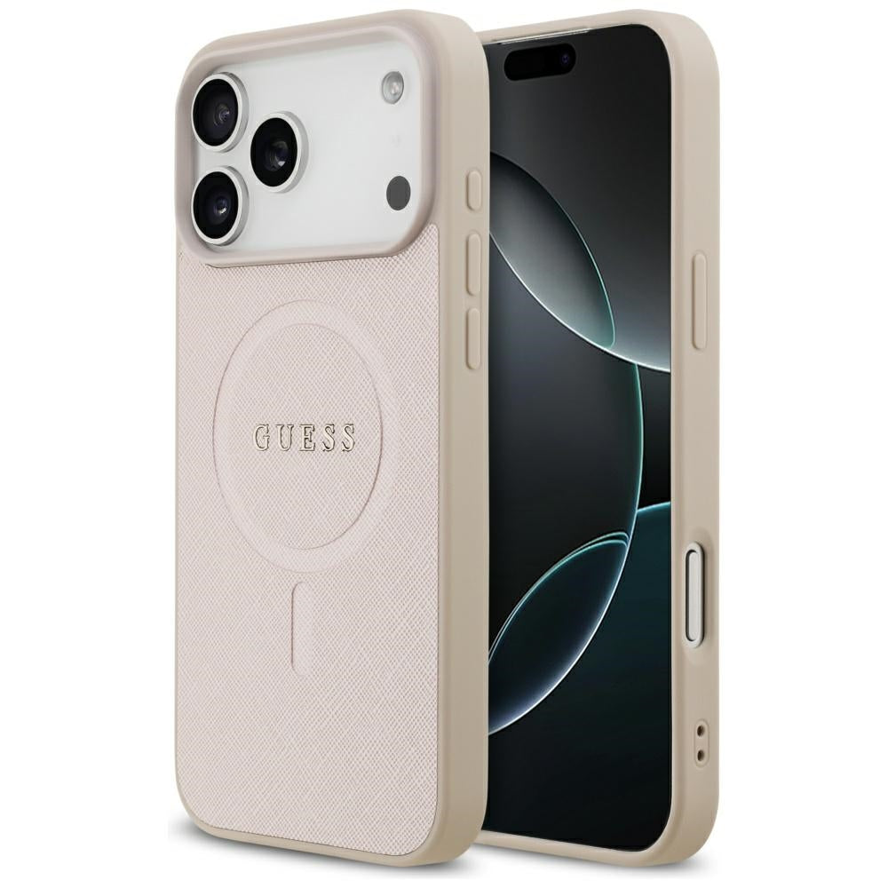 Guess Saffiano Classic Logo MagSafe Case for iPhone 17 Pro Max - Pink