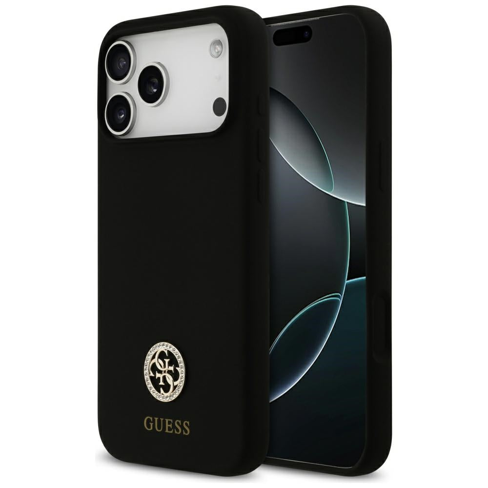 Guess Silicone Logo Strass 4G MagSafe Case til iPhone 17 Pro Max - sort
