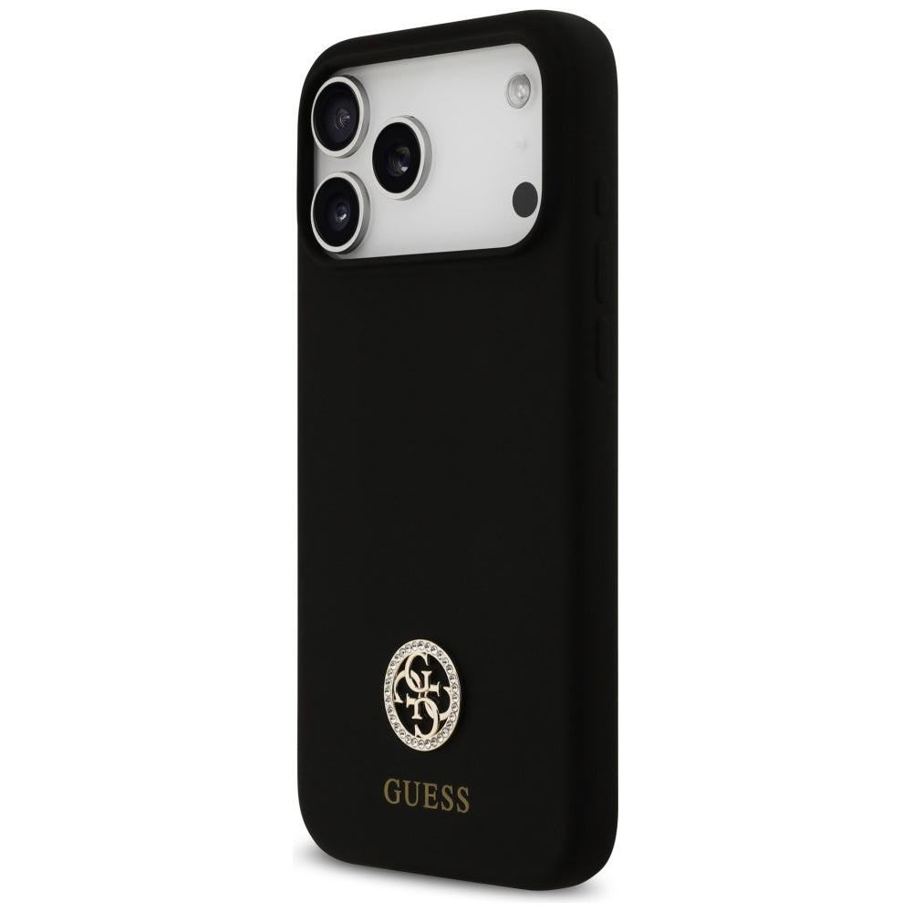 Guess Silicone Logo Strass 4G MagSafe Case til iPhone 17 Pro Max - sort
