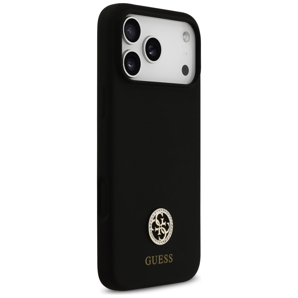 Guess Silicone Logo Strass 4G MagSafe Case til iPhone 17 Pro Max - sort