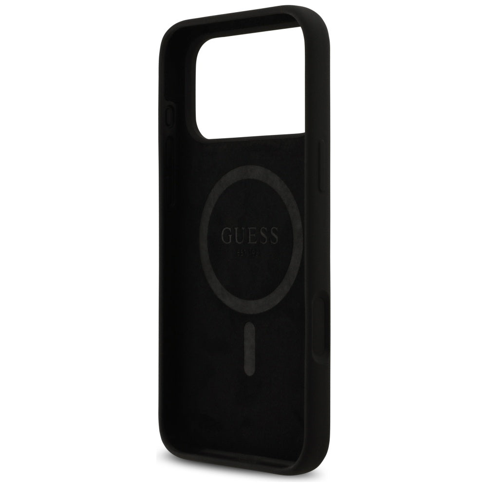 Guess Silicone Logo Strass 4G MagSafe Case til iPhone 17 Pro Max - sort
