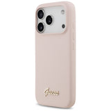 Guess Silicone Script Metal Logo MagSafe Case for iPhone 17 Pro - Pink