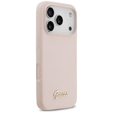 Guess Silicone Script Metal Logo MagSafe Case for iPhone 17 Pro - Pink