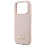 Guess Silicone Script Metal Logo MagSafe Case for iPhone 17 Pro - Pink