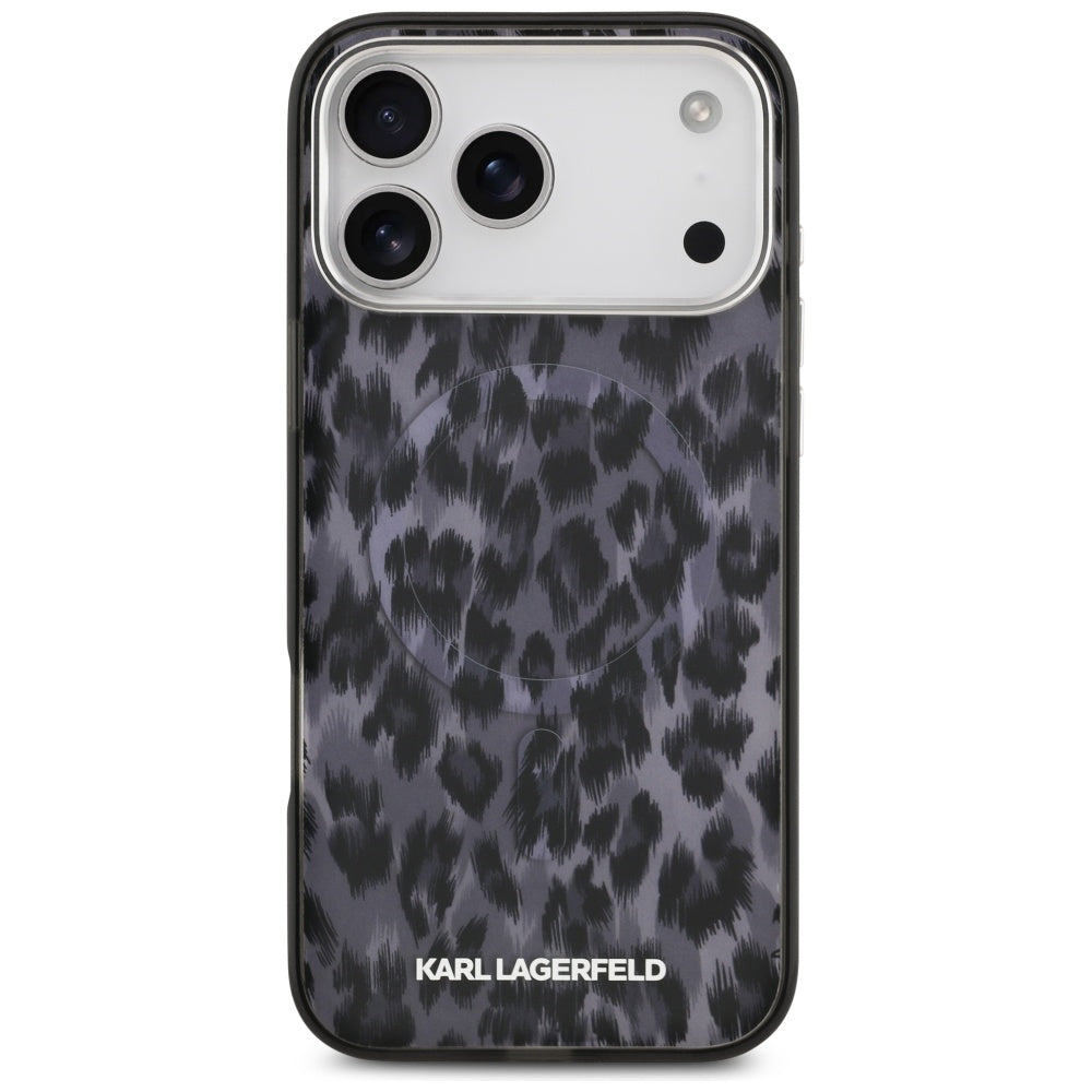 Karl Lagerfeld IML Leopard Pattern MagSafe Case for iPhone 17 Pro Max - Black