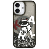 Karl Lagerfeld Liquid Glitter Choupette Logo MagSafe iPhone 17 Case - Black