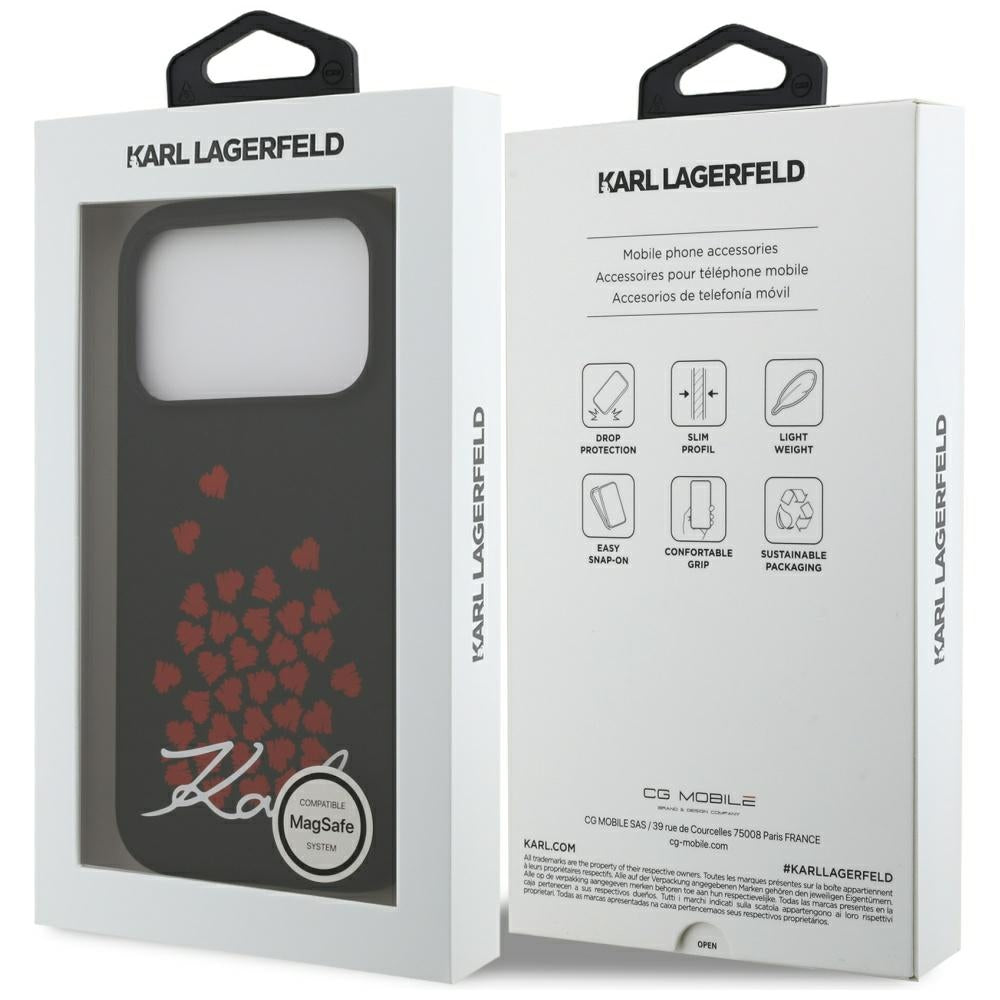 Karl Lagerfeld Silicone Heart Sign Logo MagSafe Case for iPhone 17 Pro - Black