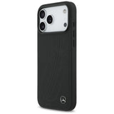 Mercedes Leather Large Laurel Leave MagSafe Case for iPhone 17 Pro Max - Black