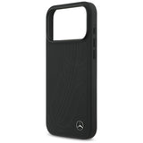 Mercedes Leather Large Laurel Leave MagSafe Case for iPhone 17 Pro Max - Black