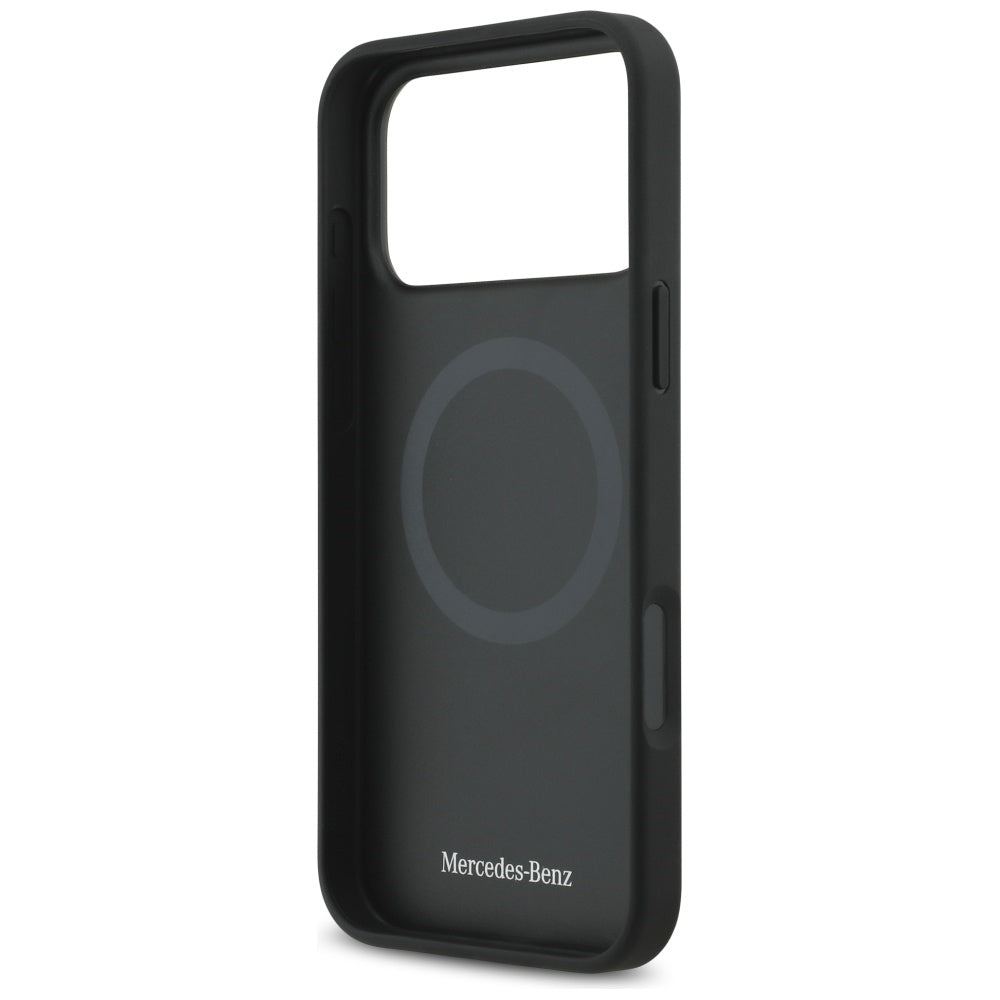 Mercedes Leather Large Laurel Leave MagSafe Case for iPhone 17 Pro Max - Black