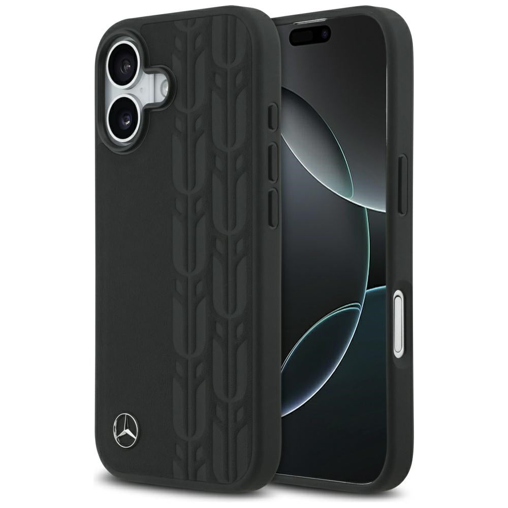 Mercedes Leather Laurel Leaves MagSafe Case for iPhone 17 - Black