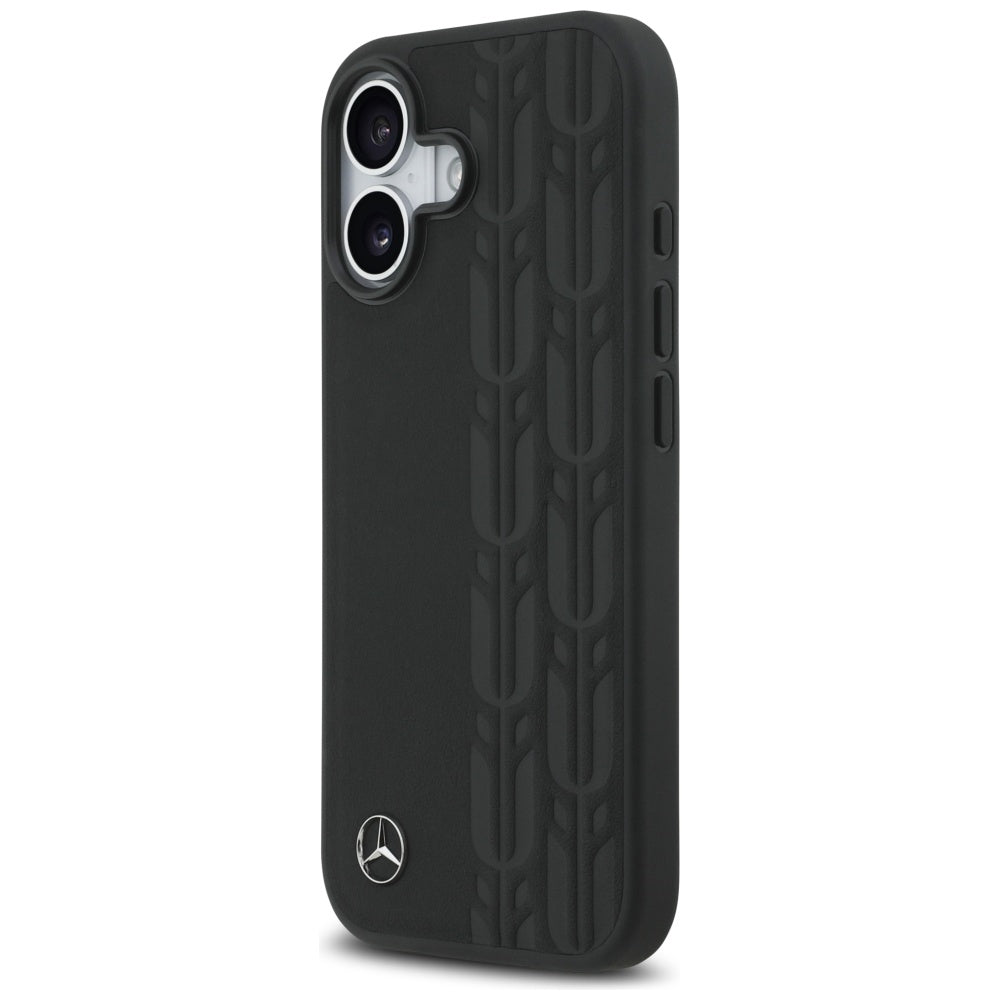 Mercedes Leather Laurel Leaves MagSafe Case for iPhone 17 - Black