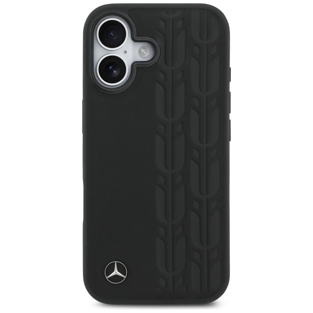 Mercedes Leather Laurel Leaves MagSafe Case for iPhone 17 - Black
