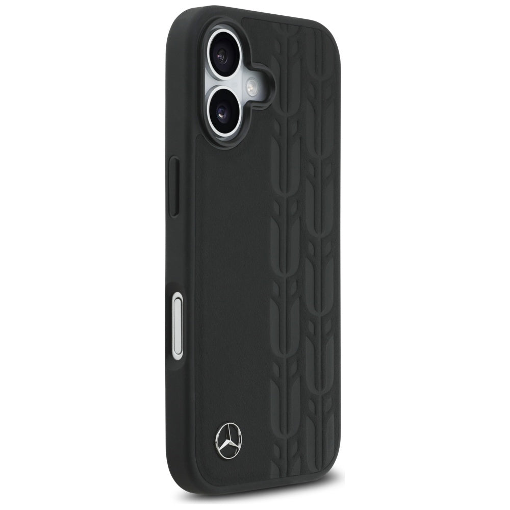 Mercedes Leather Laurel Leaves MagSafe Case for iPhone 17 - Black